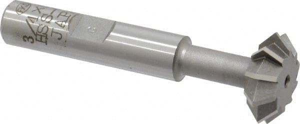 Interstate - 3/4° 3/4" Cut Diam, 1/4" Cut Width, 3/8" Shank, Cobalt Double-Angle Cutter - Exact Tooling
