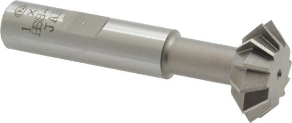 Interstate - 1° 1" Cut Diam, 3/8" Cut Width, 1/2" Shank, Cobalt Double-Angle Cutter - Exact Tooling