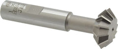 Interstate - 1° 1" Cut Diam, 3/8" Cut Width, 1/2" Shank, Cobalt Double-Angle Cutter - Exact Tooling