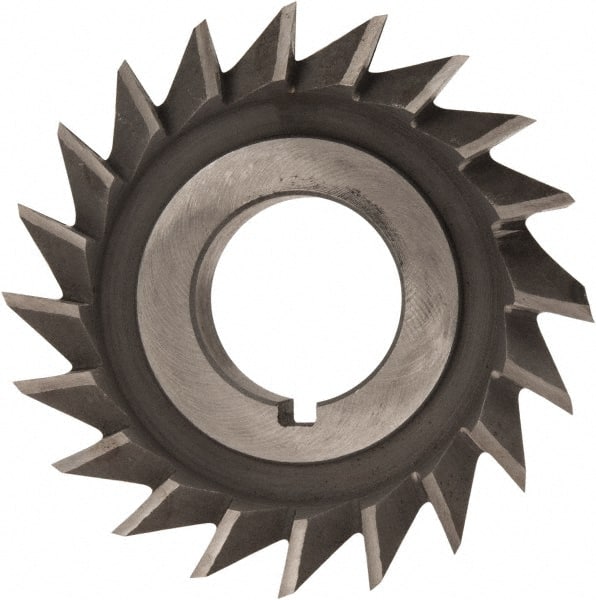 Value Collection - 2-1/2" Diam x 1/2" Width of Cut, 45° Included Angle, Arbor Connection, High Speed Steel Single Angle Cutter - Right Hand Cut, Oxide Finish - Exact Tooling
