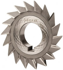Value Collection - 2-3/4" Diam x 1/2" Width of Cut, 45° Included Angle, Arbor Connection, High Speed Steel Single Angle Cutter - Right Hand Cut, Oxide Finish - Exact Tooling