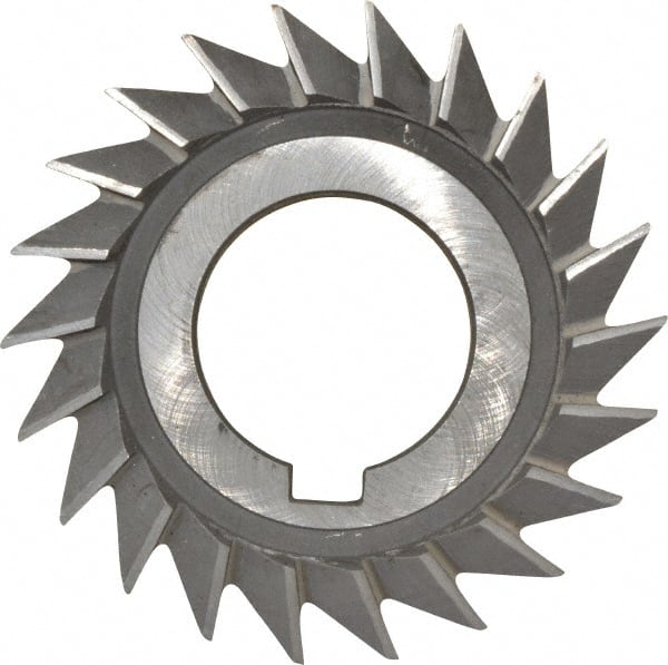 Value Collection - 3" Diam x 1/2" Width of Cut, 45° Included Angle, Arbor Connection, High Speed Steel Single Angle Cutter - Right Hand Cut, Oxide Finish - Exact Tooling