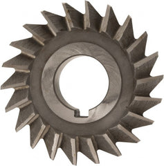 Value Collection - 3" Diam x 5/8" Width of Cut, 45° Included Angle, Arbor Connection, High Speed Steel Single Angle Cutter - Right Hand Cut, Oxide Finish - Exact Tooling