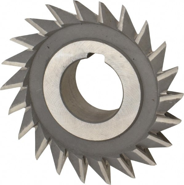 Value Collection - 3" Diam x 3/4" Width of Cut, 45° Included Angle, Arbor Connection, High Speed Steel Single Angle Cutter - Right Hand Cut, Oxide Finish - Exact Tooling