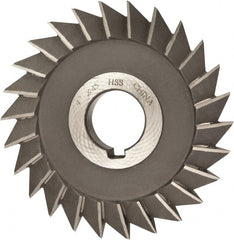 Value Collection - 4" Diam x 1/2" Width of Cut, 45° Included Angle, Arbor Connection, High Speed Steel Single Angle Cutter - Right Hand Cut, Oxide Finish - Exact Tooling
