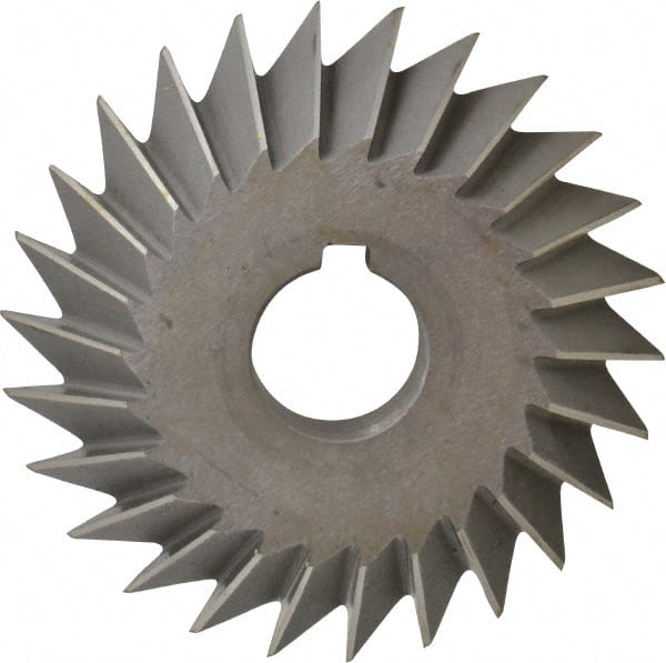Value Collection - 4" Diam x 3/4" Width of Cut, 45° Included Angle, Arbor Connection, High Speed Steel Single Angle Cutter - Right Hand Cut, Oxide Finish - Exact Tooling