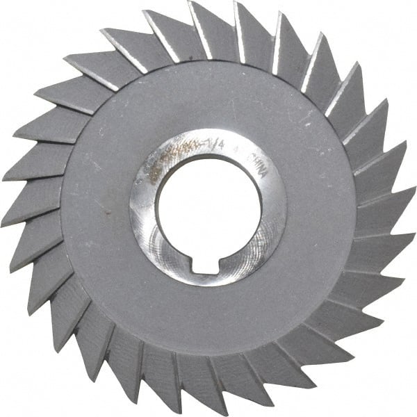 Interstate - 5" Diam x 3/4" Width of Cut, 45° Included Angle, Arbor Connection, High Speed Steel Single Angle Cutter - Right Hand Cut, Oxide Finish - Exact Tooling