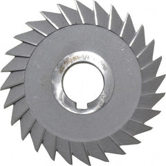 Interstate - 5" Diam x 3/4" Width of Cut, 45° Included Angle, Arbor Connection, High Speed Steel Single Angle Cutter - Right Hand Cut, Oxide Finish - Exact Tooling