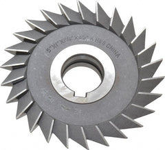 Value Collection - 5" Diam x 1" Width of Cut, 45° Included Angle, Arbor Connection, High Speed Steel Single Angle Cutter - Right Hand Cut, Oxide Finish - Exact Tooling