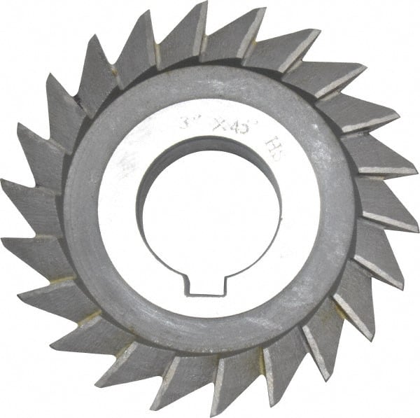 Value Collection - 3" Diam x 5/8" Width of Cut, 45° Included Angle, Arbor Connection, High Speed Steel Single Angle Cutter - Left Hand Cut, Oxide Finish - Exact Tooling
