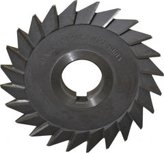 Value Collection - 4" Diam x 1/2" Width of Cut, 45° Included Angle, Arbor Connection, High Speed Steel Single Angle Cutter - Left Hand Cut, Oxide Finish - Exact Tooling