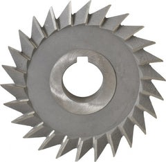 Value Collection - 4" Diam x 3/4" Width of Cut, 45° Included Angle, Arbor Connection, High Speed Steel Single Angle Cutter - Left Hand Cut, Oxide Finish - Exact Tooling