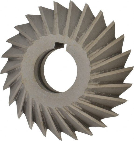 Value Collection - 4" Diam x 1" Width of Cut, 45° Included Angle, Arbor Connection, High Speed Steel Single Angle Cutter - Left Hand Cut, Oxide Finish - Exact Tooling