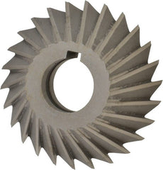 Value Collection - 4" Diam x 1" Width of Cut, 45° Included Angle, Arbor Connection, High Speed Steel Single Angle Cutter - Left Hand Cut, Oxide Finish - Exact Tooling