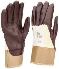 Ansell - Size M (8), ANSI Cut Lvl 2, Abrasion Lvl 3, Nitrile Coated Cut Resistant Gloves - Palm, Fingers & Knuckles Coated, Cotton/Kevlar Lining, Safety Cuff, Brown, Paired - Exact Tooling