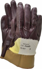 Ansell - Size L (9), ANSI Cut Lvl 2, Abrasion Lvl 3, Nitrile Coated Cut Resistant Gloves - Palm, Fingers & Knuckles Coated, Cotton/Kevlar Lining, Safety Cuff, Brown, Paired - Exact Tooling