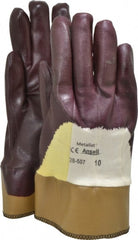 Ansell - Size XL (10), ANSI Cut Lvl 2, Abrasion Lvl 3, Nitrile Coated Cut Resistant Gloves - Palm, Fingers & Knuckles Coated, Cotton/Kevlar Lining, Safety Cuff, Brown, Paired - Exact Tooling