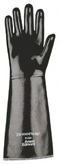 Ansell - Size XL (10), 18" Long, 85 mil Thick, Supported, Neoprene Chemical Resistant Gloves - Textured Finish, Fleece/Jersey Lined, Gauntlet Cuff, ANSI Abrasion Level 3, ANSI Cut Level 2, Black, FDA Approved - Exact Tooling