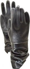 Ansell - Size M (8), 18" Long, 85 mil Thick, Supported, Neoprene Chemical Resistant Gloves - Textured Finish, Fleece/Jersey Lined, Gauntlet Cuff, ANSI Abrasion Level 3, ANSI Cut Level 2, Black, FDA Approved - Exact Tooling