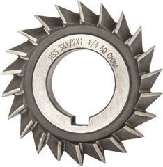 Value Collection - 3" Diam x 1/2" Width of Cut, 60° Included Angle, Arbor Connection, High Speed Steel Single Angle Cutter - Right Hand Cut, Oxide Finish - Exact Tooling