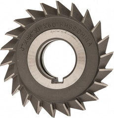 Value Collection - 3" Diam x 3/4" Width of Cut, 60° Included Angle, Arbor Connection, High Speed Steel Single Angle Cutter - Right Hand Cut, Oxide Finish - Exact Tooling