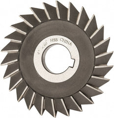 Value Collection - 4" Diam x 1/2" Width of Cut, 60° Included Angle, Arbor Connection, High Speed Steel Single Angle Cutter - Right Hand Cut, Oxide Finish - Exact Tooling