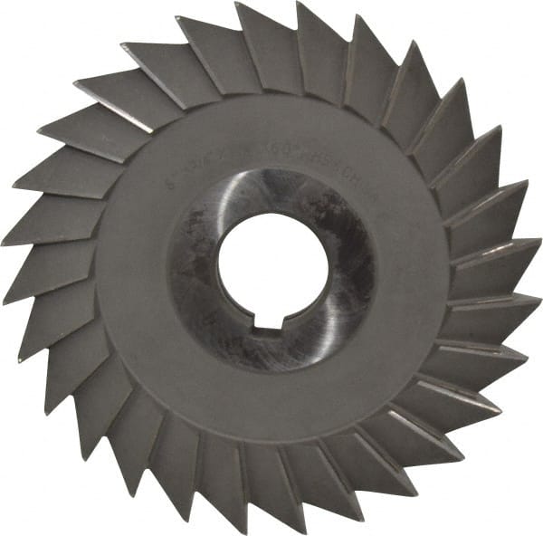 Value Collection - 6" Diam x 3/4" Width of Cut, 60° Included Angle, Arbor Connection, High Speed Steel Single Angle Cutter - Right Hand Cut, Oxide Finish - Exact Tooling