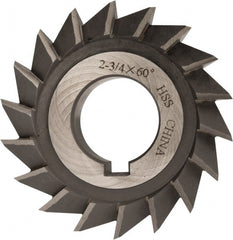 Value Collection - 2-3/4" Diam x 1/2" Width of Cut, 60° Included Angle, Arbor Connection, High Speed Steel Single Angle Cutter - Left Hand Cut, Oxide Finish - Exact Tooling
