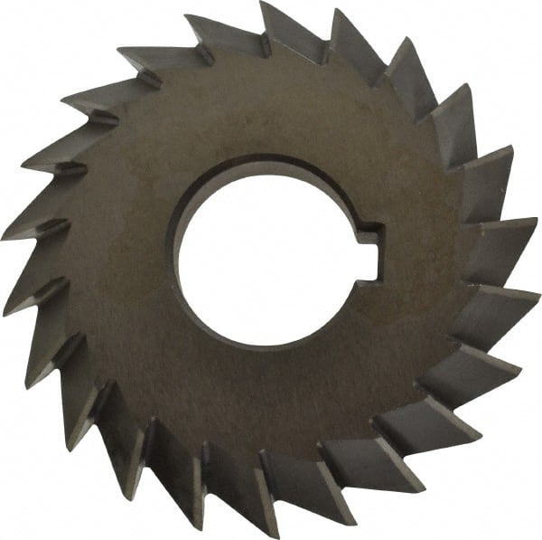 Value Collection - 3" Diam x 5/8" Width of Cut, 60° Included Angle, Arbor Connection, High Speed Steel Single Angle Cutter - Left Hand Cut, Uncoated - Exact Tooling