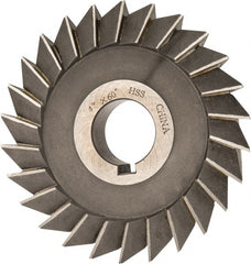 Value Collection - 4" Diam x 3/4" Width of Cut, 60° Included Angle, Arbor Connection, High Speed Steel Single Angle Cutter - Left Hand Cut, Oxide Finish - Exact Tooling