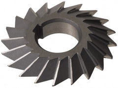 Made in USA - 4° 4" Cut Diam, 1" Cut Width, 1-1/4" Arbor, High Speed Steel Double-Angle Cutter - Exact Tooling