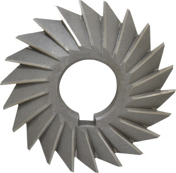 Value Collection - 3° 3" Cut Diam, 5/8" Cut Width, 1" Arbor, High Speed Steel Double-Angle Cutter - Exact Tooling