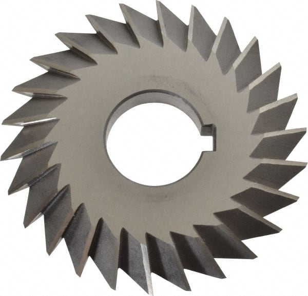 Value Collection - 4° 4" Cut Diam, 1/2" Cut Width, 1-1/4" Arbor, High Speed Steel Double-Angle Cutter - Exact Tooling