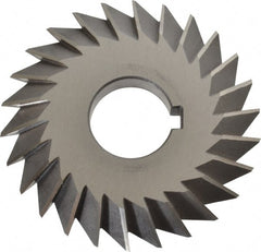 Value Collection - 4° 4" Cut Diam, 1/2" Cut Width, 1-1/4" Arbor, High Speed Steel Double-Angle Cutter - Exact Tooling