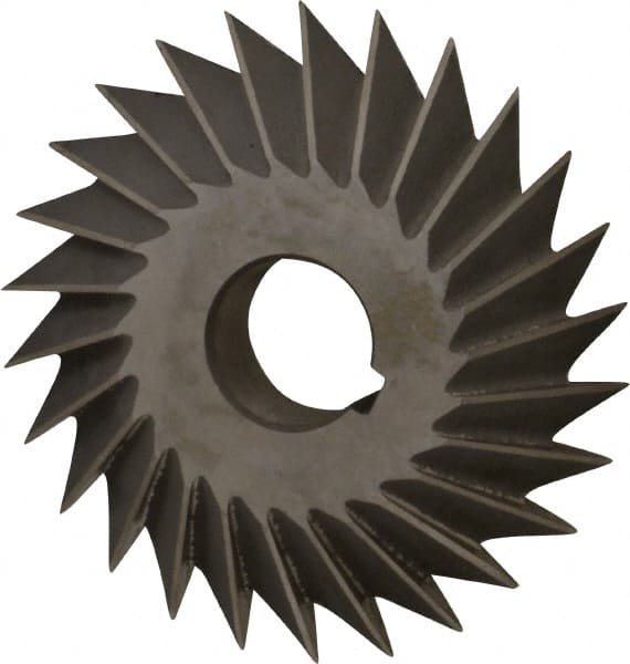 Value Collection - 4° 4" Cut Diam, 3/4" Cut Width, 1" Arbor, High Speed Steel Double-Angle Cutter - Exact Tooling