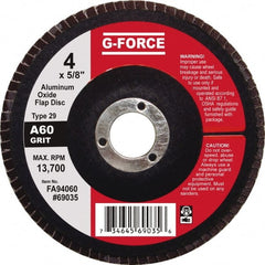 Value Collection - 60 Grit, 4" Disc Diam, 5/8" Center Hole, Type 29 Aluminum Oxide Flap Disc - 13,500 Max RPM, Fiberglass Backing, Arbor Attaching System, Coated - Exact Tooling