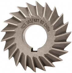 Value Collection - 3° 3" Cut Diam, 3/4" Cut Width, 1" Arbor, High Speed Steel Double-Angle Cutter - Exact Tooling