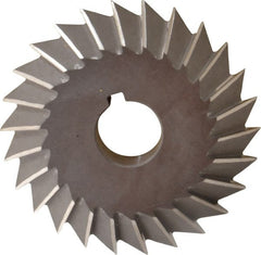 Value Collection - 4° 4" Cut Diam, 3/4" Cut Width, 1" Arbor, High Speed Steel Double-Angle Cutter - Exact Tooling