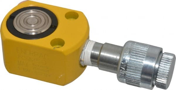 Enerpac - 5 Ton, 0.25" Stroke, 0.25 Cu In Oil Capacity, Portable Hydraulic Flat Body Cylinder - 0.99 Sq In Effective Area, 1.28" Lowered Ht., 1.53" Max Ht., 1.13" Cyl Bore Diam, 1" Plunger Rod Diam, 10,000 Max psi - Exact Tooling