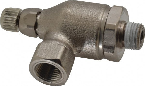 Legris - 1/8" NPT Metal Threaded Flow Control Regulator - 0 to 145 psi, Treated Brass Material & Viton O-Ring - Exact Tooling