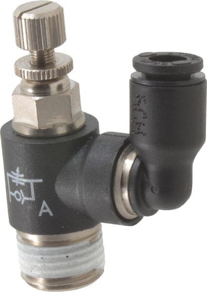 Legris - 5/32" OD x 1/8" NPT Miniature Swivel Outlet Flow Control Regulator - 0 to 145 psi & Nylon Material - Exact Tooling