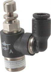 Legris - 5/32" OD x 1/8" NPT Miniature Swivel Outlet Flow Control Regulator - 0 to 145 psi & Nylon Material - Exact Tooling