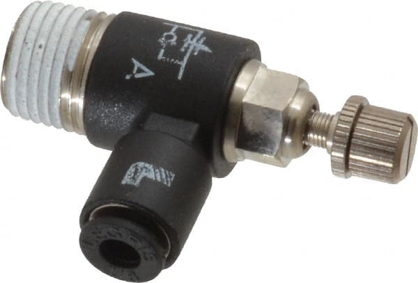 Legris - 1/8" OD x 1/8" NPT Miniature Flow Control Regulator - 0 to 145 psi & Nylon Material - Exact Tooling