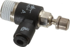 Legris - 1/8" OD x 1/8" NPT Miniature Flow Control Regulator - 0 to 145 psi & Nylon Material - Exact Tooling