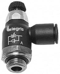 Legris - 12mm Tube OD x 1/2 Male BSPT Compact Meter Out Flow Control Valve - 14.5 to 145 psi, Nylon - Exact Tooling