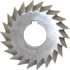 Value Collection - 3° 3" Cut Diam, 5/8" Cut Width, 1" Arbor, High Speed Steel Double-Angle Cutter - Exact Tooling