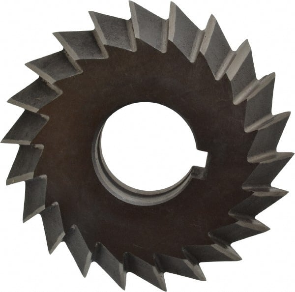 Value Collection - 3° 3" Cut Diam, 3/4" Cut Width, 1" Arbor, High Speed Steel Double-Angle Cutter - Exact Tooling