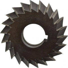 Value Collection - 3° 3" Cut Diam, 3/4" Cut Width, 1" Arbor, High Speed Steel Double-Angle Cutter - Exact Tooling