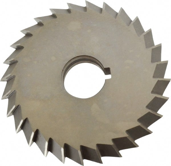 Value Collection - 5° 5" Cut Diam, 3/4" Cut Width, 1-1/4" Arbor, High Speed Steel Double-Angle Cutter - Exact Tooling