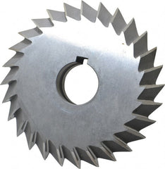 Value Collection - 5° 5" Cut Diam, 1" Cut Width, 1-1/4" Arbor, High Speed Steel Double-Angle Cutter - Exact Tooling